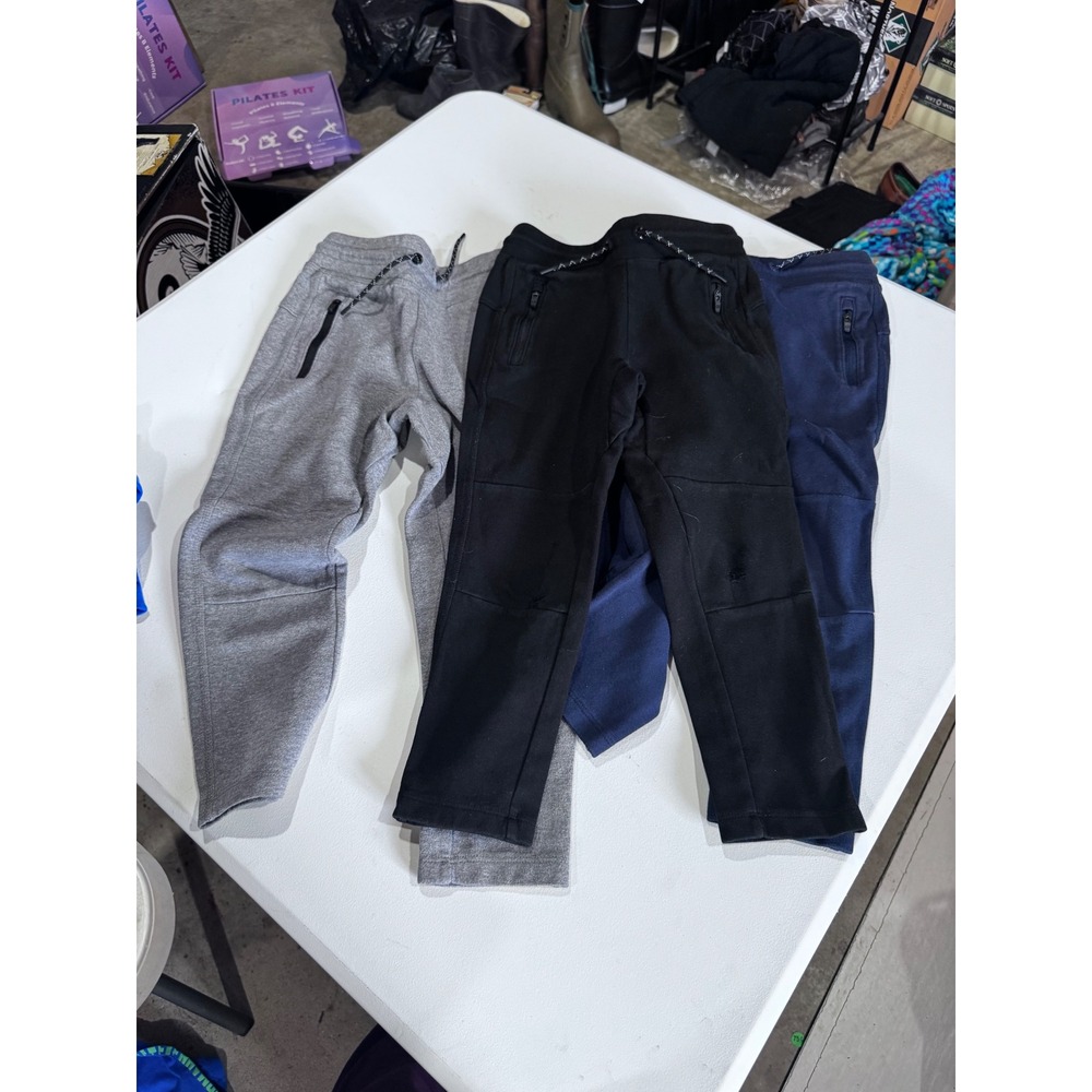 GapFit Boys Jogger Sweatpants Lot of 3 Black Grey Navy Size S 6-7 Zipper Pockets